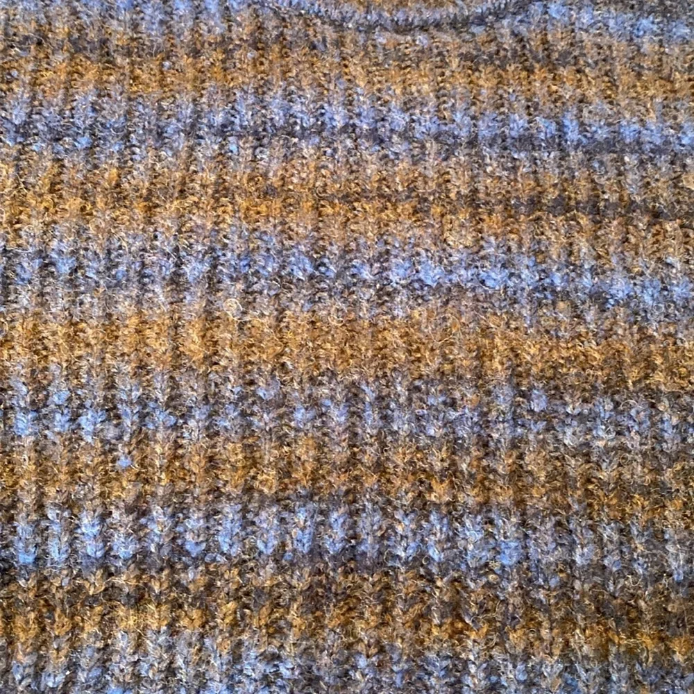 Lucky Brand Crew Neck Space Dye L/S Sweater Blue Tan Stripe Size XL
